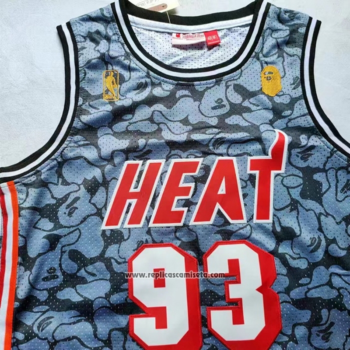 Camiseta Miami Heat Bape #93 Hardwood Classic Negro
